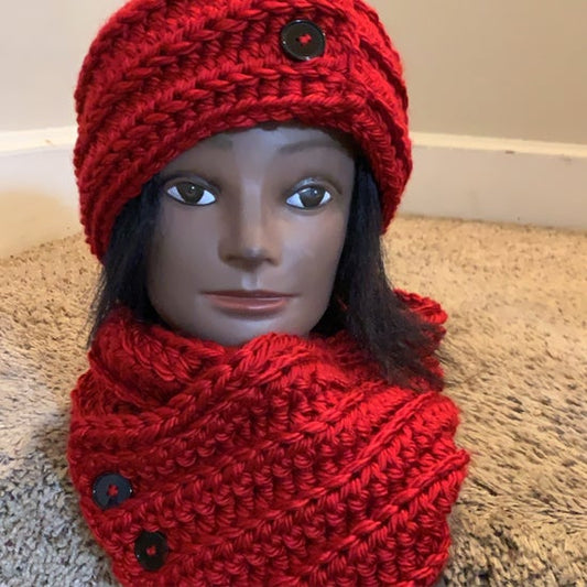 Button earwarmer and cowl